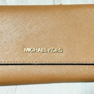 Michael Kors Camel Leather Wallet with Gold Accents